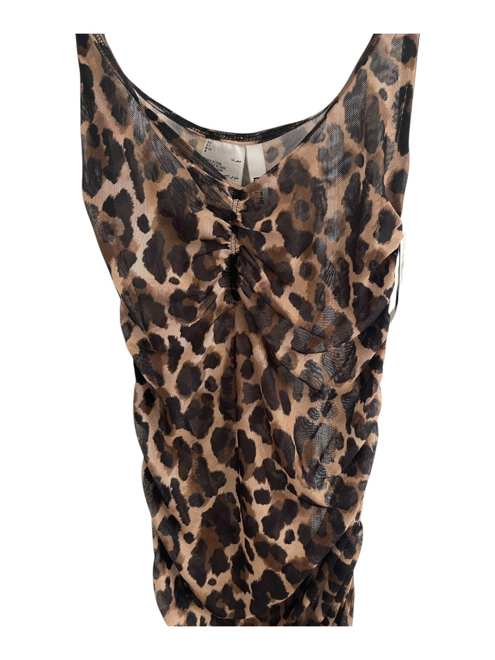 * “Bar III Leopard Ruched Bodycon Sheer Dress Size XS - Picture 7 of 7